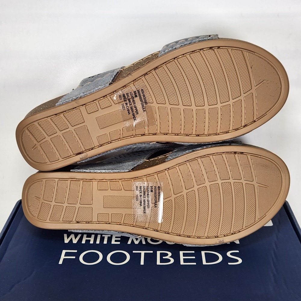White Mountain Sandals Women Size 9.5 Blue Raspberry Ferula Leather Wedge Slide - Picture 6 of 8